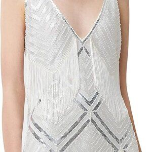 Women's Flapper Dress 1920s Sequin Fringe V-Neck Gatsby Party Outfit